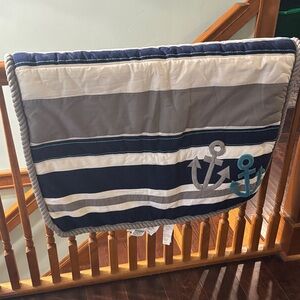 Nautical Striped Blanket with Anchor Design